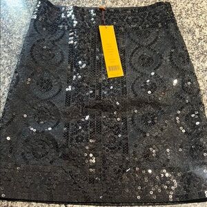 Tory Burch Black Sequin Pencil Skirt 2 NEW NWT